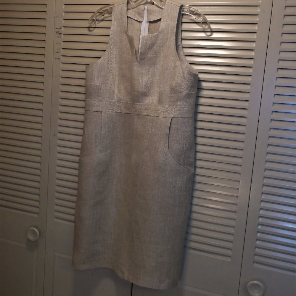 Beige IRISH Linen Empire Waist  DRESS SP